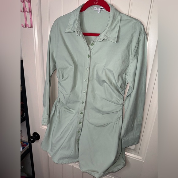 2/for $20 🪩 FASHION NOVA Sage Green Button-Up Shirt Dress 🌿 (Large) - Picture 13 of 13